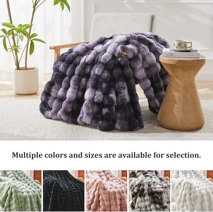Faux Fur Twin Blanket for Couch, 1000 GSM Cozy Fuzzy Fluffy Soft Plush Thick Bubble Sherpa Blanket for Sofa Bedroom Living Room, Mothers Day Birthday Gifts for Women Home Decor