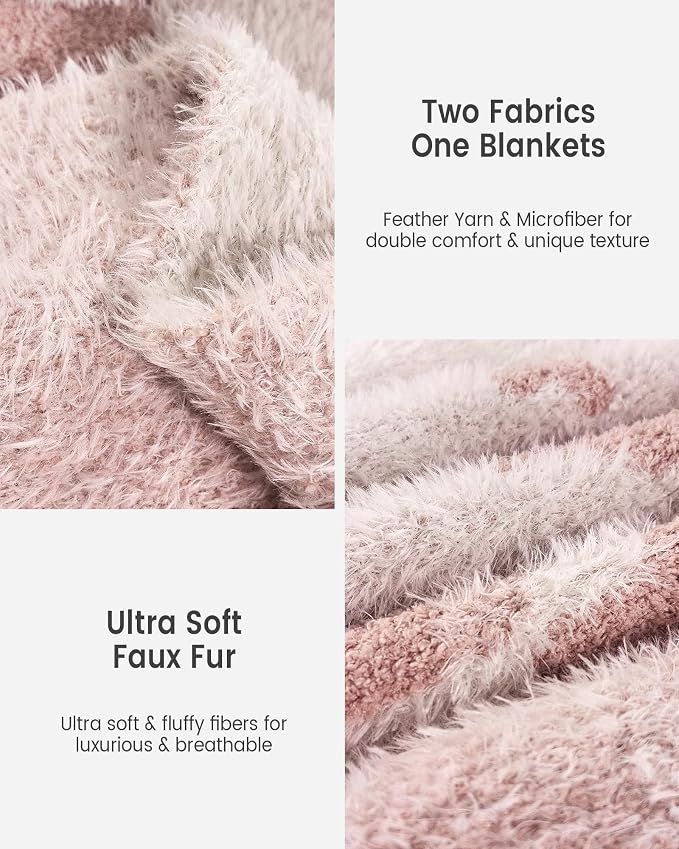 Knit Throw Blanket for Couch, Soft Cozy Fluffy Knitted Blanket for Sofa, Bed, Gift for Women Girls Home Decor (Leopard-Pink, Throw 50"x60")