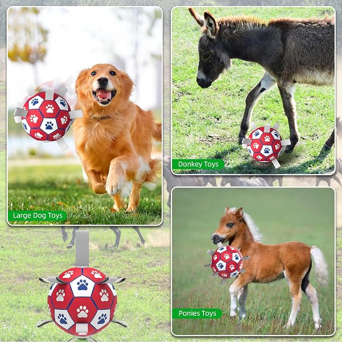 Diman Herding Ball for Dogs Large, 9 Inch Dog Soccer Ball with Straps