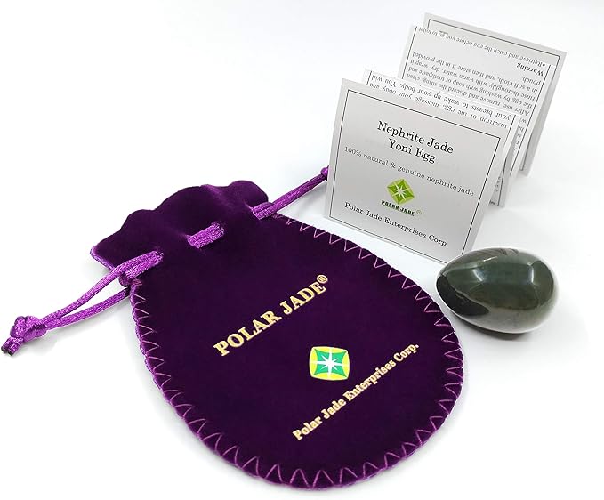 Polar Jade Drilled Egg Made of Genuine Nephrite Jade – Small (35×25mm), Natural Stone for Wellness Training & Meditation Crystal Healing