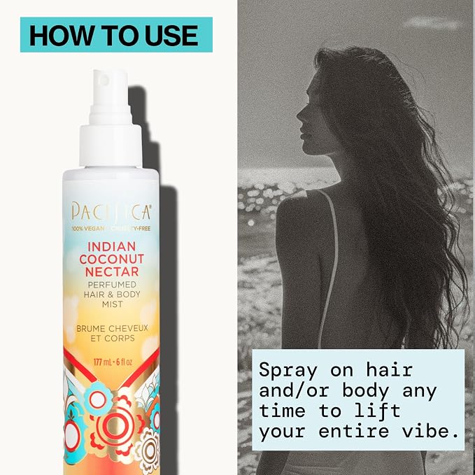 Pacifica Beauty Indian Coconut Nectar Hair & Body Mist, Functional Fragrance For A Calming Experience, Paraben-Free, Vegan & Cruelty-Free, 5 Fl Oz