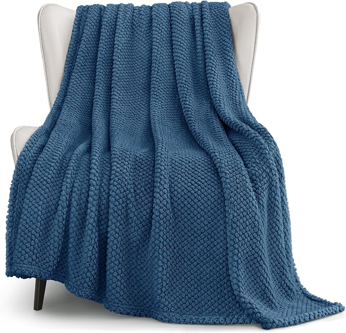Whale Flotilla Extra Large Soft Fleece Throw Blanket for Couch | 50x70 Inch, Navy Blue, Suitable for Sofa Chair Bed, Fluffy Fuzzy Jacquard Blankets for All Season, Lightweight and Cozy
