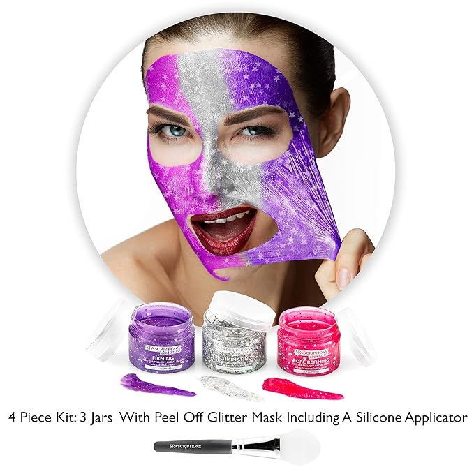 SpaScriptions BeDazzled- Firming & Pore Refining Glitter Peel-Off Masks