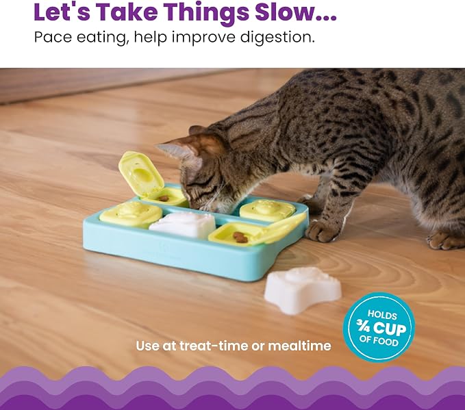 Catstages Nina Ottosson Kitty Cube Puzzle Cat Toy Treat Puzzle, 8.7" | Level 2 Intermediate, 10 Hidden Treat Cups, Problem Solving, Interactive Enrichment, Slow Feeder, Indoor Cats & Kittens