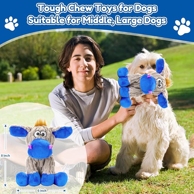 loncoldy Squeaky Dog Toys, Plush Chew Toys for Dogs, Crinkle Interactive Squeaky Stuffed Dog Toy for Small Medium Large Breeds, Dog Toy to Keep Them Busy, Pet Toys for Dogs