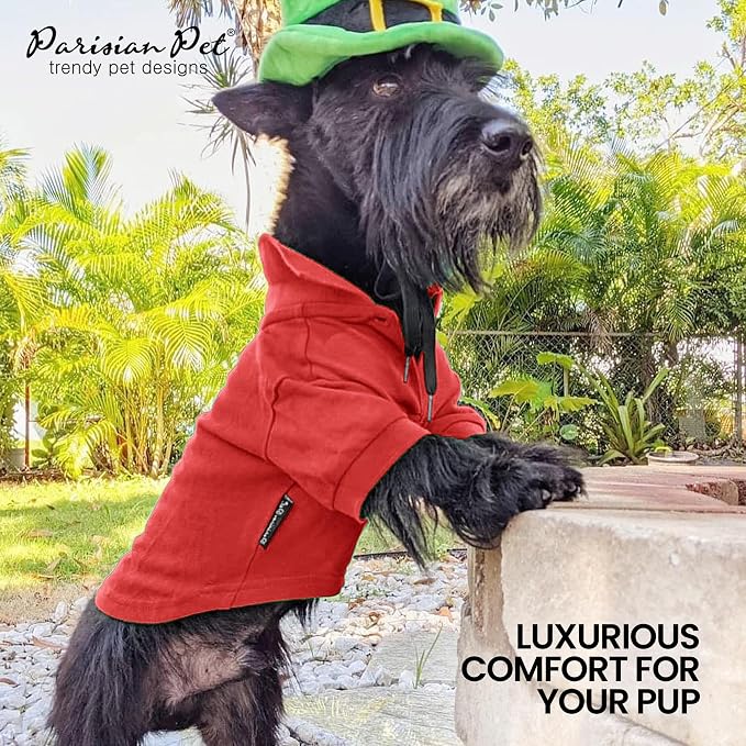 Parisian Pet Dog Polo Shirt – Classic Red Cotton Pet Apparel with Collar & Buttons, Soft Breathable Puppy T-Shirt, Cute Dog Clothes - Ideal Summer Clothes for Large Dogs - Shirts for Dogs Boy Girl