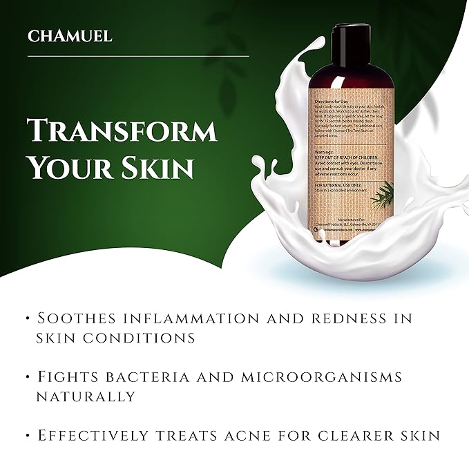 Chamuel Tea Tree Body Wash - Made With Natural Ingredients To Fights Itchy Skin, Body Odor, Athlete's Foot, Jock Itch & Toenails Issues - Organic Scented - Men & Women (11.8oz) 2-Pack