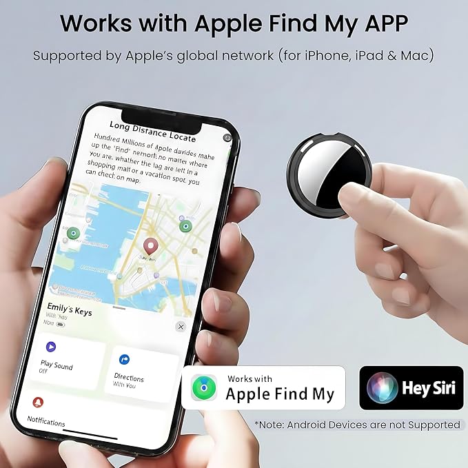 2 Pack Tracker Tag [Apple MFi Certified] Air Bluetooth Smart Tag Key Finder | Pair with Apple Find My (iOS Only) Item Locator Waterproof Worldwide Tracking Device for Kid Pet Wallet Backpack Dog Luggage
