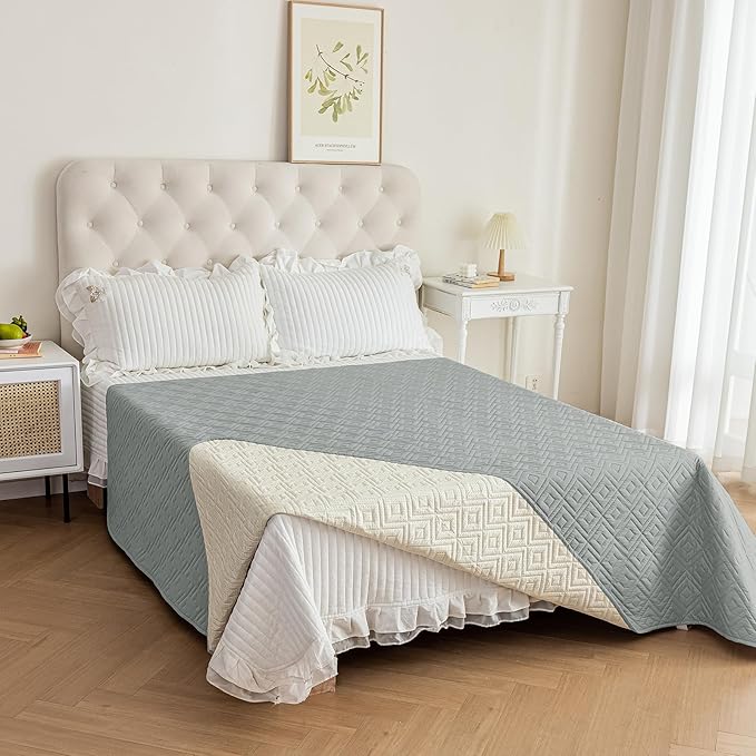 2026 Waterproof Bed Sofa Blanket (68"x82") Comfy Couch Sofa Mat for Dog Pets with Anti-Slip Back, Universal Incontinence Lightweight Liner Pad for Furniture Car Picnic etc Durable Washable, Light Grey