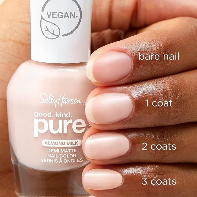 Sally Hansen Good. Kind. Pure. Nail Polish | Plant-Based, Vegan, 16-Free Formula | Sheer, Glossy | 30 Cashew Butter | Nude Beige Nail Color