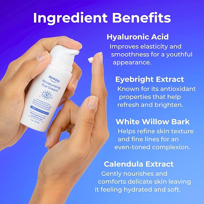 Blinkjoy Moisturizing Under Eye Cream – Soothing Eye Cream for Dry, Itchy & Sensitive Skin – Optometrist & Dermatologist Recommended, Fragrance- & Preservative-Free