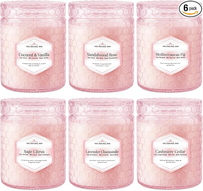 6 Pack Soy Wax Candles Sets, Scented Candles Gifts Sets for Women Birthday Christmas, 5.5 Oz Each Natural Aromatherapy Candles for Home, Spa, Relaxation & Home Decoration