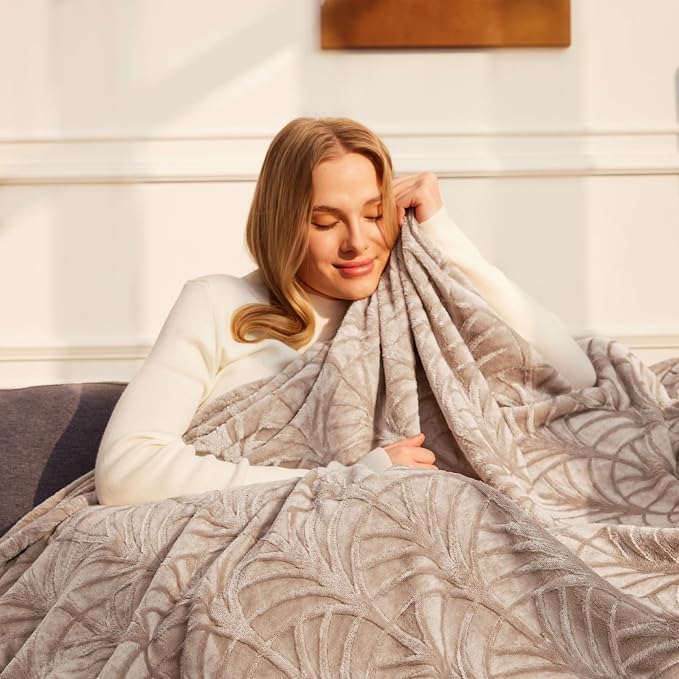 Whale Flotilla Soft Flannel Fleece Bed Blanket Queen Size, Champagne | Cozy Lightweight Breathable Coverlet, Plush Fluffy Bedspread, Vintage Pattern Decorative Blanket for Bed, All Season, 90"x90"