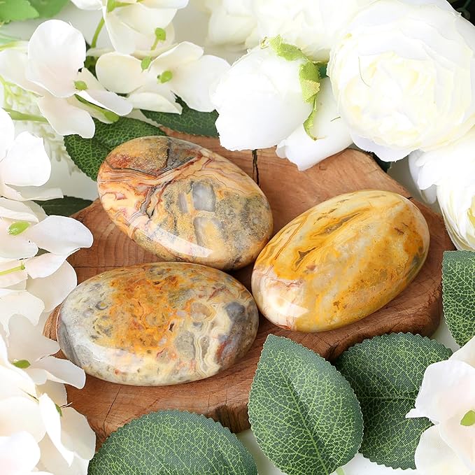 ZHIYUXI 2.4" Crazy Lace Agate Crystals Gemstones Crystals and Stones Worry Stone Crystal Decor Gifts Energy Balancing Therapy Polished Stones Palm Stone Mediation 1PC