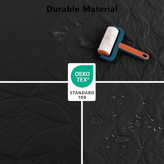 Waterproof Couch Cover for Dogs - Washable Pets Furniture Protector | TPU Leak-Proof Liner, Lightweight & Reversible, Fits Chair, Sofa, Bed, 30" x 30" , Black/Darkgrey