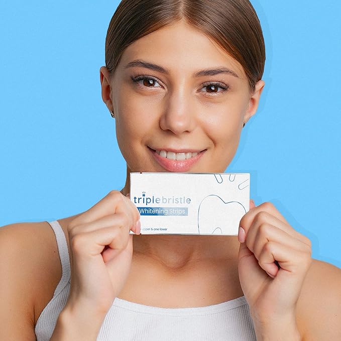 Triple Bristle Teeth Whitening Strips, Sensitive Teeth Friendly, 14 Whitening Strips Per Box, Mint and Coconut Teeth Whitening Strip, Enamel Safe - Without Sensitivity, 3 Pack