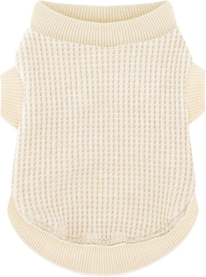 Cozy and Functional Dog Shirts for Small Puppies: Stretchable Beige Attire with Easy-On Design, Ideal for Chihuahuas and Yorkies - Enhance Comfort and Playfulness on Chill Days Small