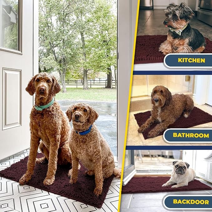 Muddy Mat® | Super Water Absorbent Door Mat Indoor, Microfiber Quick Dry Chenille Entryway Rug, Slip Resistant Front Door Mat, Indoor Mats for Entryway, Machine Washable Pet Rug, Rust 30" x 60"