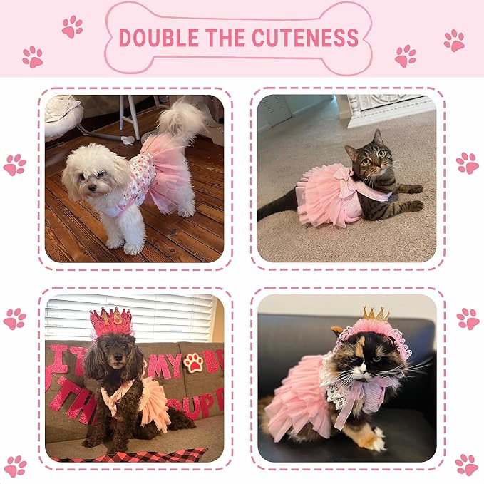 Dog Dresses, Fashion Pet Dog Clothes, Striped Mesh Puppy Dogs Princess Dresses (Purple/Pink(4pack), X-Small)
