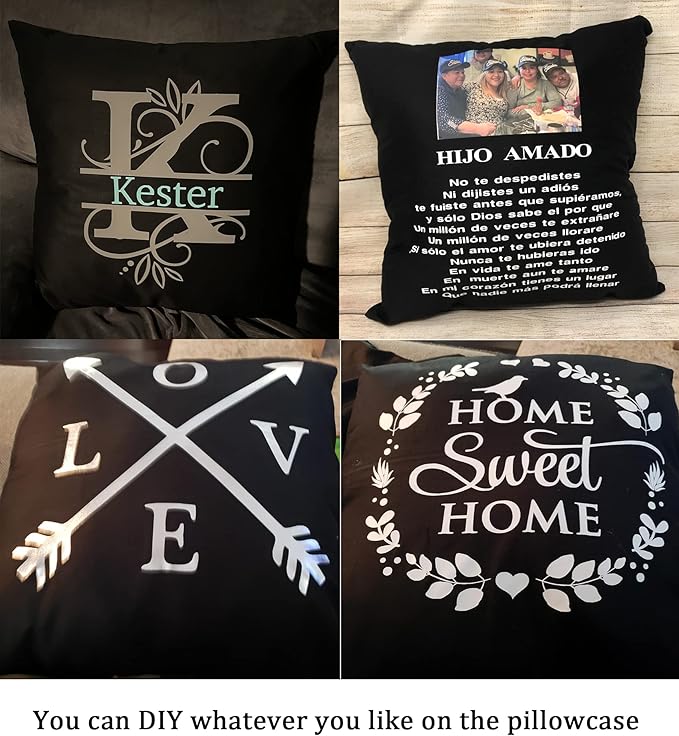 Thmyo 4-Pack 100% Cotton Comfortable Solid Decorative Throw Pillow Case Square Cushion Cover Pillowcase Sublimation Blank Pillow Covers DIY Throw Pillowcase for Sofa(18x18inch/45x45cm,Black)