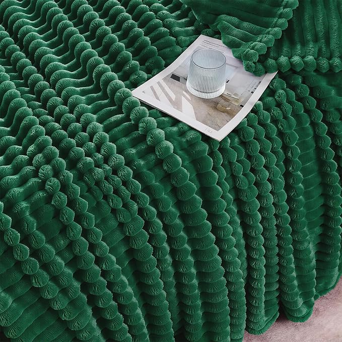 Christmas Green Throw Blanket for Couch Sofa 60"x80" Striped Design | Fleece Blankets Room Home Decor Lightweight Plush Soft Cozy Gifts for Women Mom