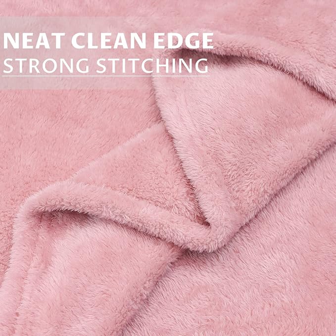 MUGD Pink Throw Blanket for Bed - Light Pink Fleece Blanket Soft Blankets for Women Girls Cute Home Decor