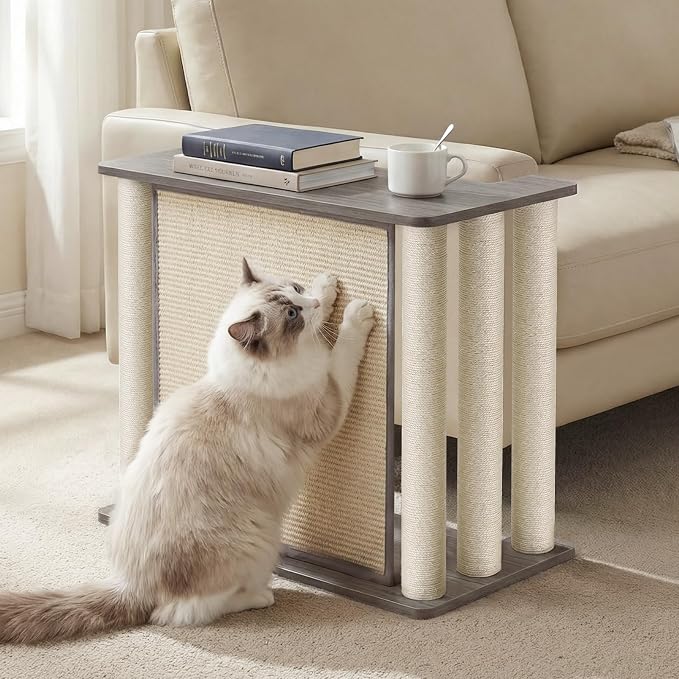 Veehoo Cat Scratcher Side Table for Couch, Sofa Protector End Table | Couch corner protector, sisal scratching posts, sisal scratch pad, heavy-duty base, easy to assemble