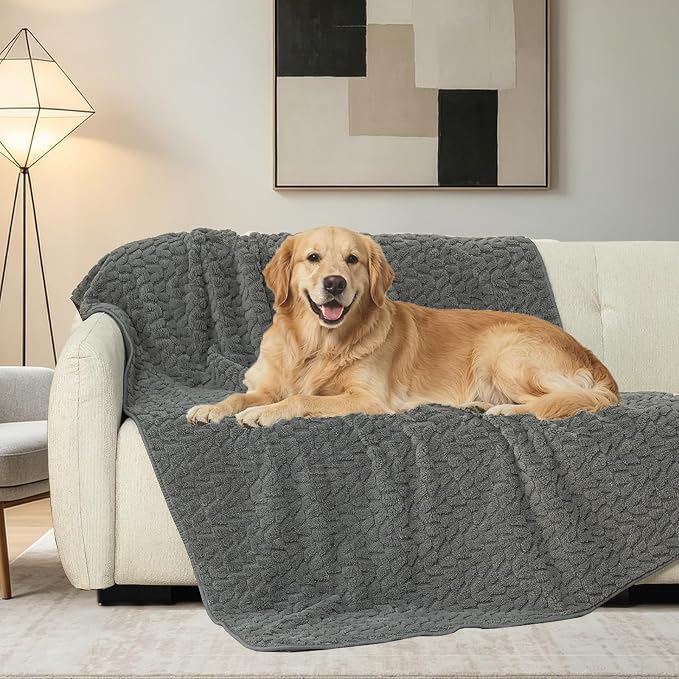 Ameritex Waterproof Dog Blanket Reversible, Leakproof Pet Blanket for Large Dogs, Soft Furniture Sofa Couch Cover Protector Washable, Fleece Cat Throw Bed, Reversible Washable Soft Plush