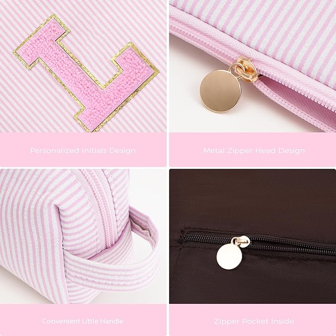Birthday Gift for Kids Teen Girls | Dance Recital Gifts for Girls | Cosmetic Bag Daughter Sister Gifts Birthday for Women Teacher Preppy Makeup Bag - Pink,L