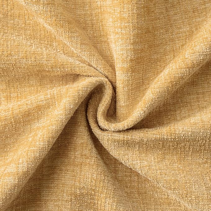MIULEE Soft Chenille Lumbar Throw Pillow Covers Beige Yellow 12x20 Inch | Pack of 2, Modern Decor, Classic Decorative Pillows, Solid Dyed Cases, Boho Couch Cushion Covers for Sofa Bed Living Room