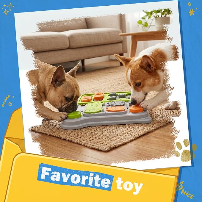 Dog Puzzle Toy, Dog Enrichment Toys, Level 1 Interactive Treat Dispensing Toy for Dogs, Slow Feeder for Mental Stimulation, Non-Slip Base, Detachable Easy-Clean Tray, Green