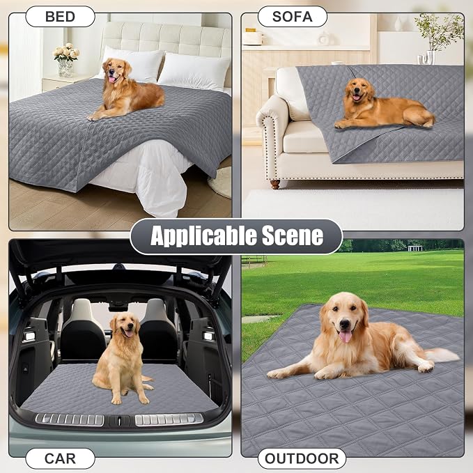 Smiry Waterproof Reversible Pet Couch Covers for Dogs | Pet Friendly, Soft Fabric, Washable Sofa Furniture Protector for Dogs Cat Kids, Checkered (40"x70", Grey/Grey)