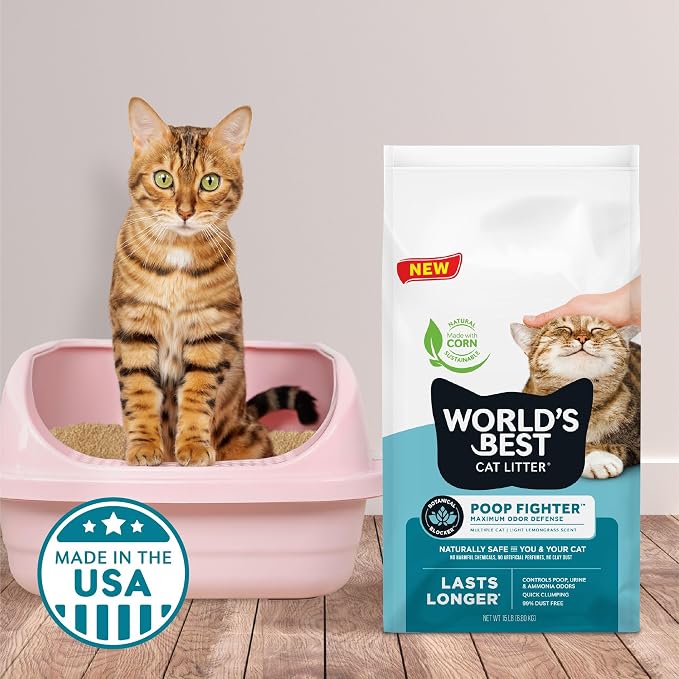 World's Best Cat Litter, Poop Fighter, Urine & Poop Odor Defense, 8 lb Bag