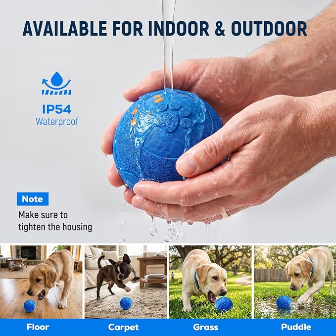 Interactive Dog Ball Toys - Automatic Moving, Bouncing Chew Toys, Wicked Balls with 3 Modes, E-TPU Vibrating Dog Ball for Small/Medium/Large Dogs, Birthday Gifts for Dogs(Blue)