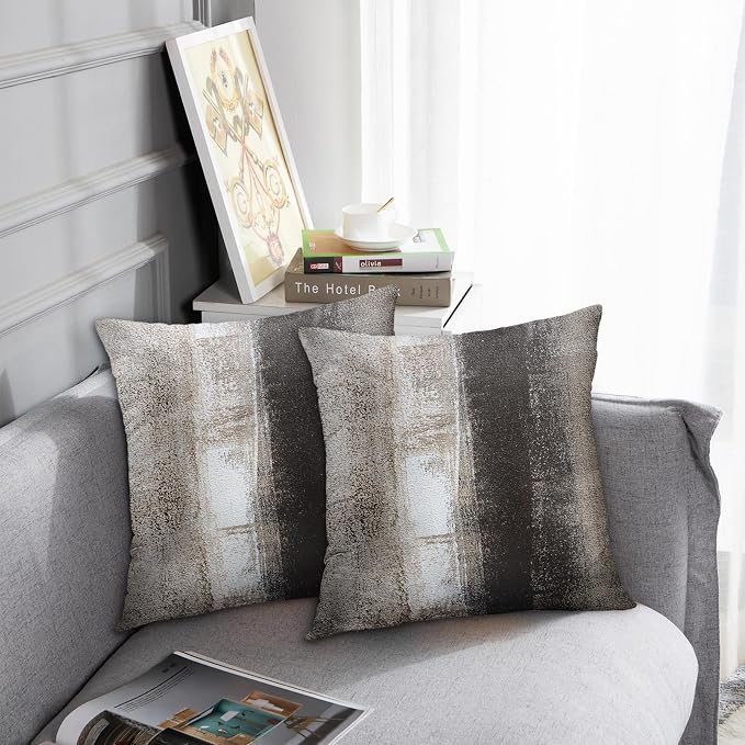 Emvency Throw Pillow Covers Set of 2, 18 x 18 Inch, Abstract Retro | Painting Beige Outdoor Decorative Square Pillow Cases Couch Cushion Case for Couch Bed Sofa Living Room Home Decor