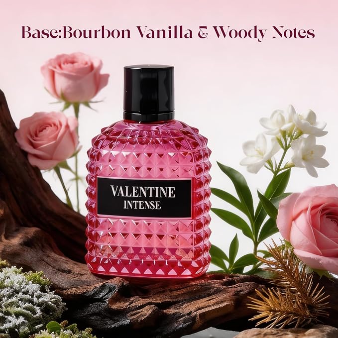 A CENTER Valentine Intense Women's EDP perfume| 3.4 Fl Oz Floral Gourmand Cologne | Rose Vanilla Woody Scent Gift for Her Long Lasting Cologne for Daily Use
