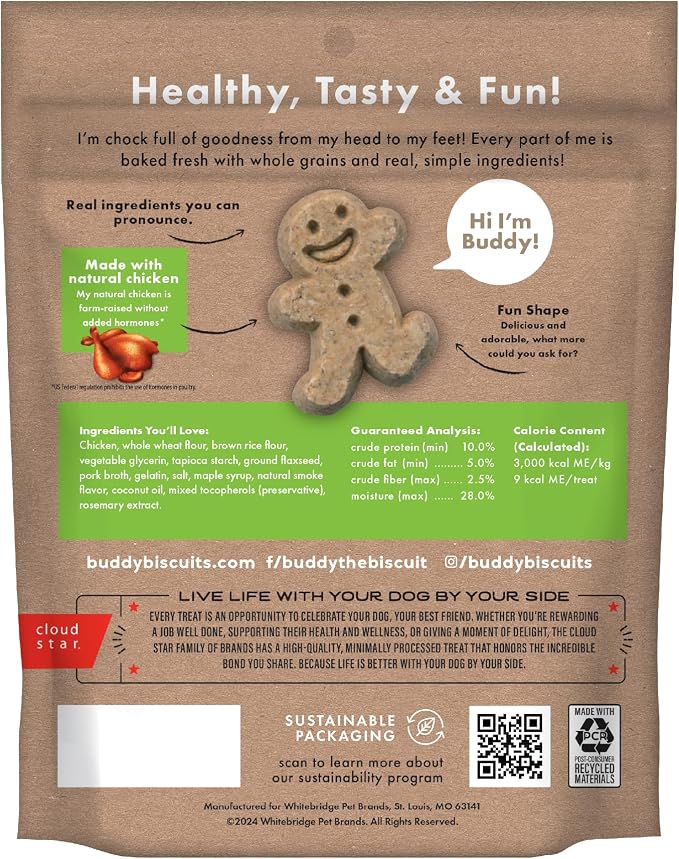 Buddy Biscuits Softies 6 oz. Bag, Soft & Chewy, Natural Roasted Chicken Flavor Dog Treats, Oven Baked in The USA | Soft, Bite-sized Chews, Made with Simple Ingredients, Free of Corn, Soy, Oven Baked in the USA
