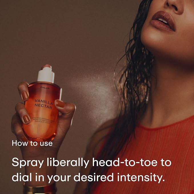 PHLUR Vanilla Nectar Body Mist, 8 Fl Oz - Hair and Body Perfume for Women, Creamy Vanilla Perfume Body Spray with Papaya, Apricot and Honeyed Amber Fragrance