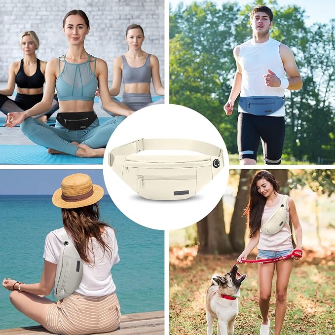 MAXTOP Large Crossbody Fanny Pack with 4-Zipper Pockets,Gifts for Enjoy Sports Festival Workout Traveling Running Casual Hands-Free Wallets Waist Pack Phone Bag Carrying All Phones