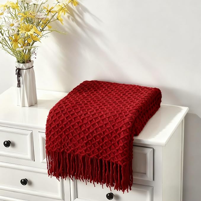 CREVENT Farmhouse Boho Knitted Throw Blanket for Couch Sofa Chair Bed Home Decoration, Soft Warm Cozy Light Weight for Spring Summer Fall (50''X60'' Christmas Set)