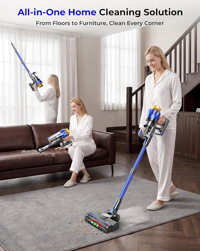 Cordless Vacuum Cleaner, 650W 55KPa Powerful Suction, 70Mins Self-Standing Stick Vacuum with Anti-Tangle Brush, Touch Screen & 1.8L Dust Cup, Vacuum Cleaners for Home, Pet Hair, Carpets & Hard Floors