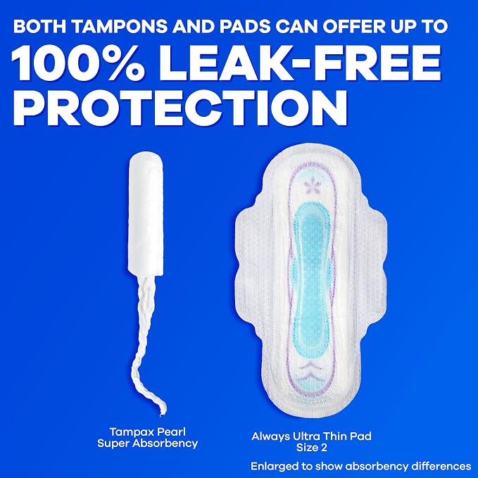 Tampax Pearl Tampons for Women Multipack, with LeakGuard Braid, Super/Super Plus/Ultra Absorbency, Unscented, 102 Count (3 Packs of 34)