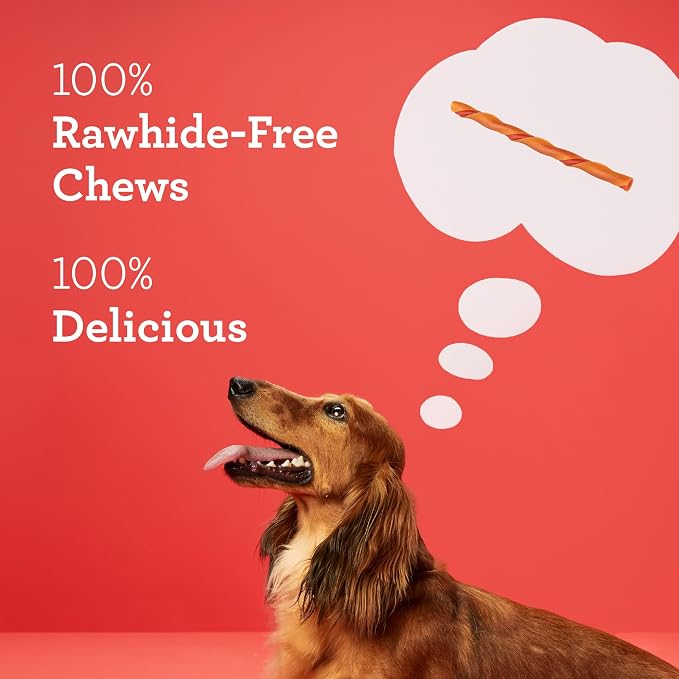 DreamBone Peanut Butter Twist Sticks Rawhide-Free Dog Treats, 50 Count | Daily Chew, Digests Safely and Completely, Made With Real Protein, Chicken, Peanut Butter and Veggies, For Adult Dogs