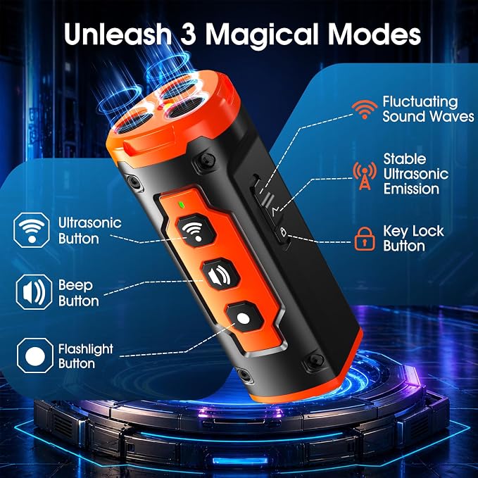 2026 New Dog Bark Deterrent Devices, 1-Touch Anti Barking Device for Dogs with 3 Sonic Heads, 50ft Range, Rechargeable & Safe Dog Training Tool with Flashlight, Helps Improve Behavior