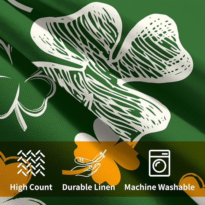Kawani St Patricks Day Pillow Covers Set of 2, 20x20 Inch Green White Shamrock Lucky Clover Decorative Cotton Linen Throw Pillowcases for Couch Sofa Bedroom Livingroom Holiday Decor