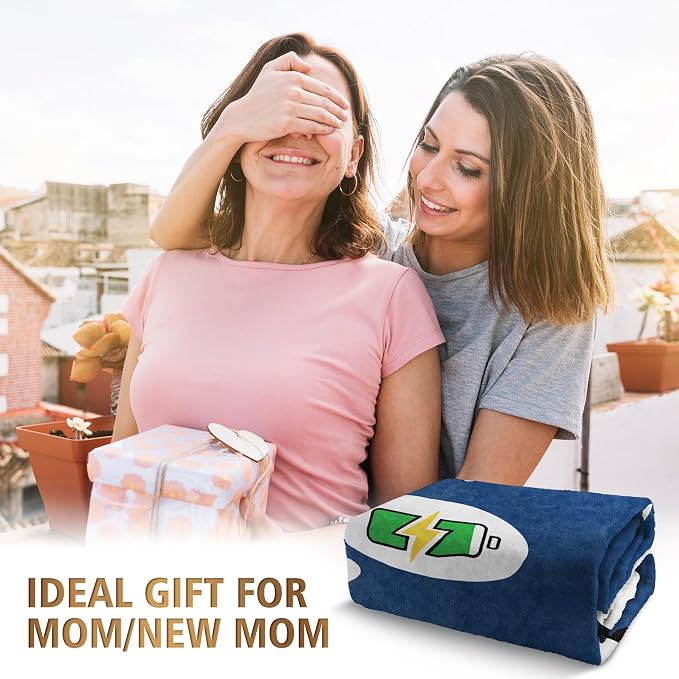 Craftique Mom Birthday Gifts, Funny Gifts for Mom- Mom's Charging Blanket | Mom Gifts for Women from Daughter Son Husband, Super Soft Blanket Throw for Napping Travel, 60”×50”