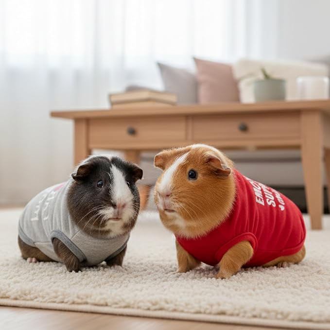 Guinea Pig Clothes (2-Pack), Soft Small Animal Vest T-Shirt | Breathable Small Pet Apparel & Costume for Rat, Guinea Pig, Rabbit, Chinchilla, Ferret, Kitten