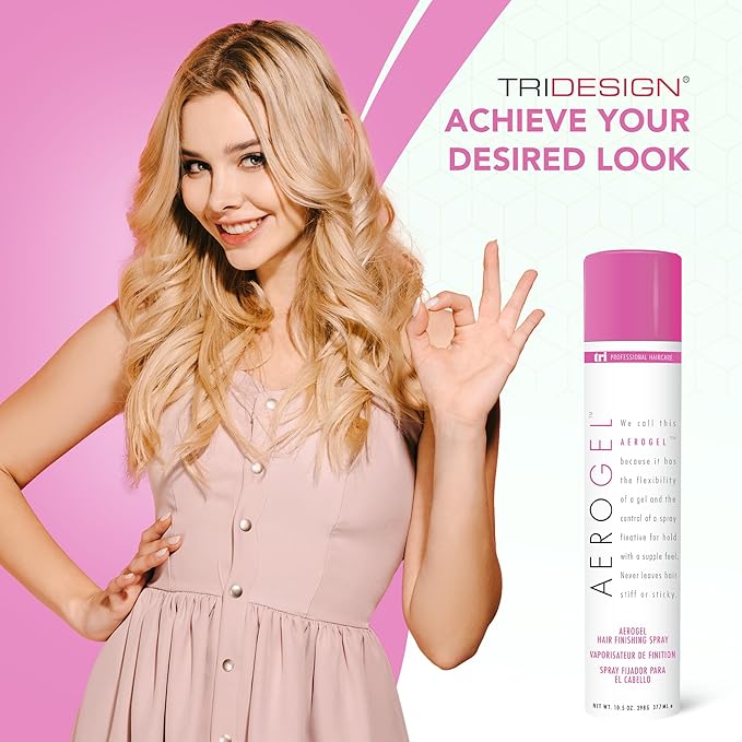 TRIDESIGN Aerogel Hairspray - Strong Hold Hair Finishing Spray for Volumizing & Control, Flexible Styling for All Hair Types, Non-Sticky and Scented - For Women and Men - Pack of 1 (10.5 Oz)