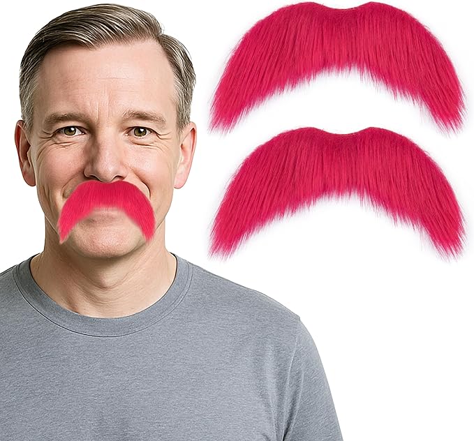 2Pcs Men Fake Mustache Realistic Mustaches Fake Facial Hair Beard for Cosplay Costume Halloween Parties