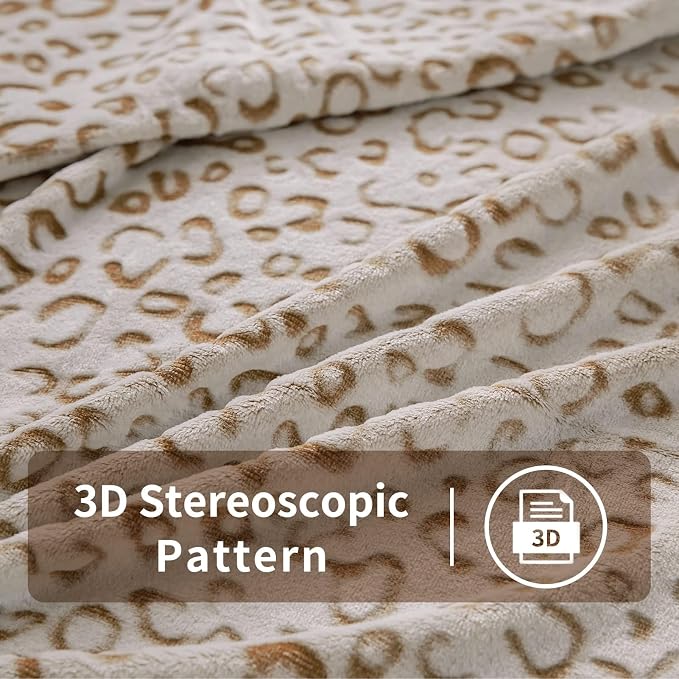 Flannel Fleece Leopard Print Throw Blanket Super Soft Lightweight Fluffy Throw for Couch, 40"X50",Brown